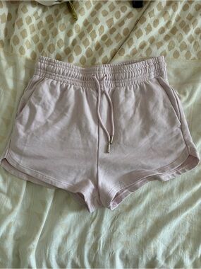 H&M Pale Pink Elastic-Waist Athletic Shorts
